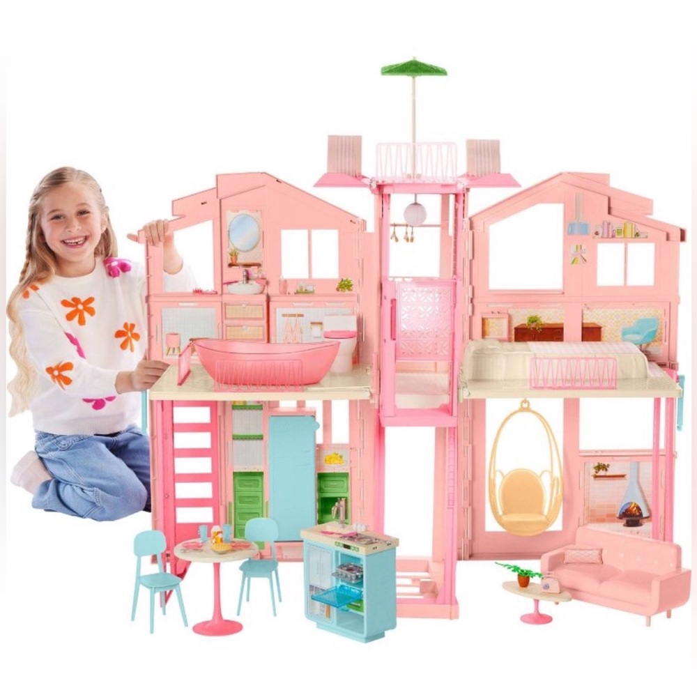 NEW Barbie Hearth & Hand Townhouse Dollhouse Playset w 3 Levels & 40+ pc